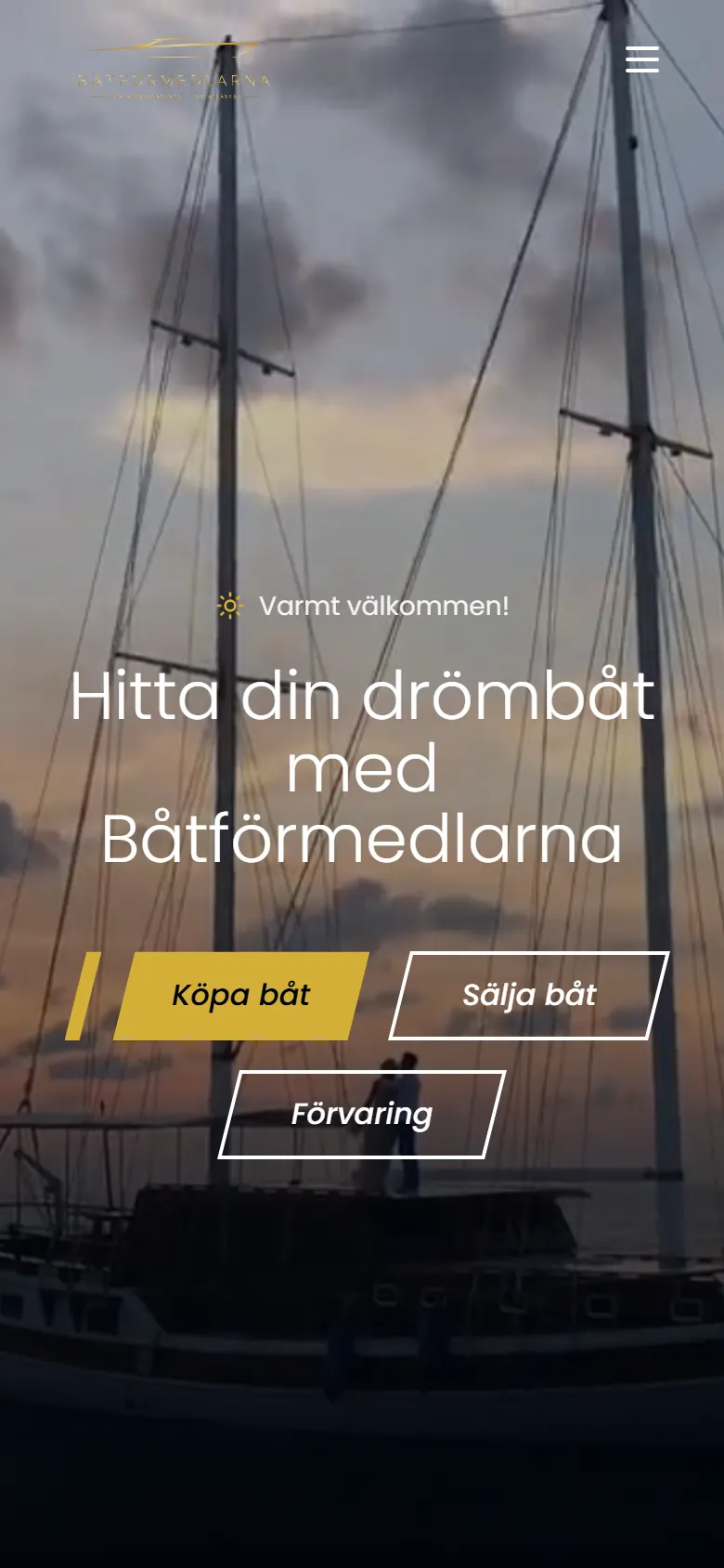 Båtförmedlarnas hemsida på mobilen