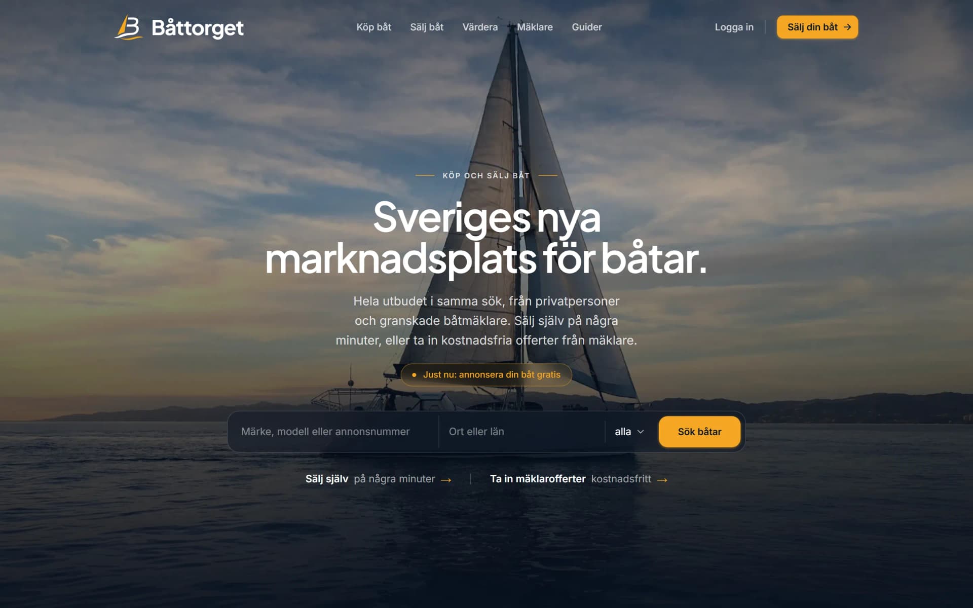 Båttorget, hemsida byggd av Elithan