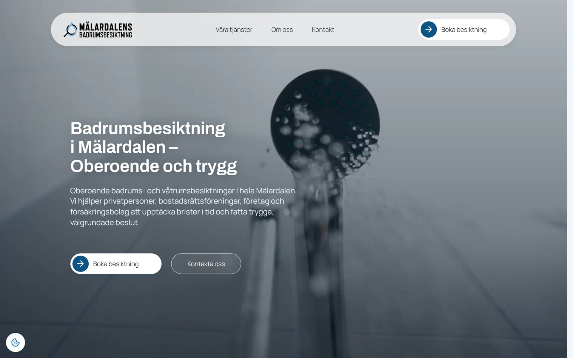 Mälardalens Badrumsbesiktning, hemsida byggd av Elithan