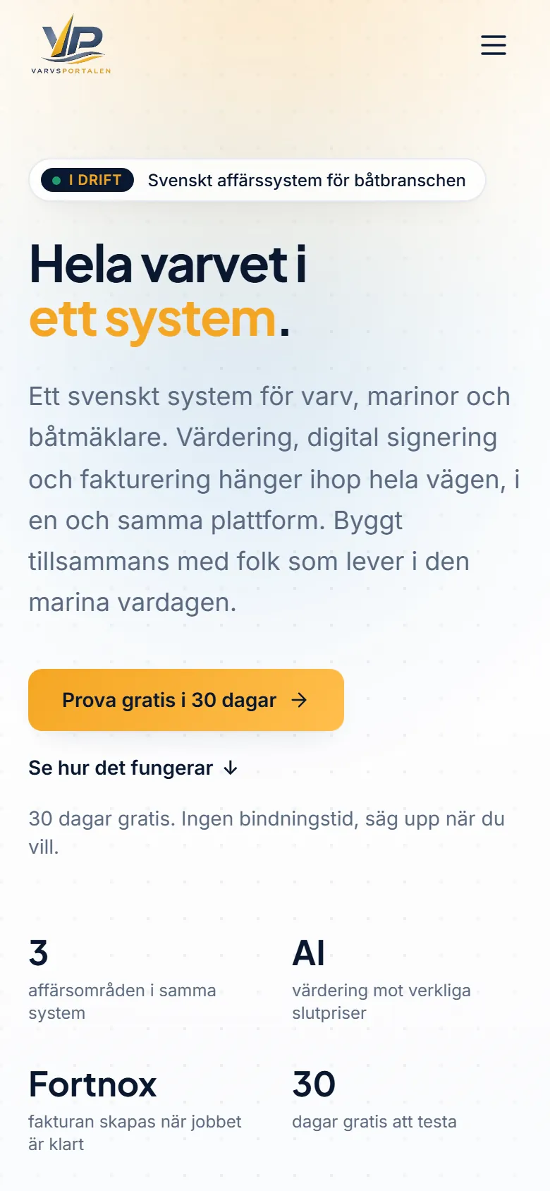 Varvsportalen, mobilvy