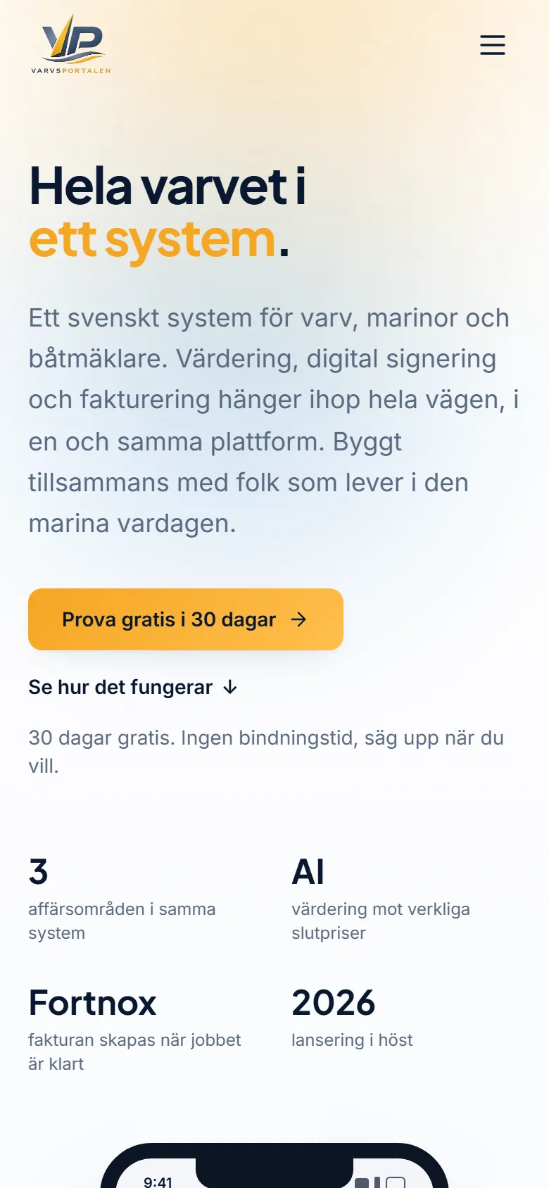 Varvsportalen, mobilvy